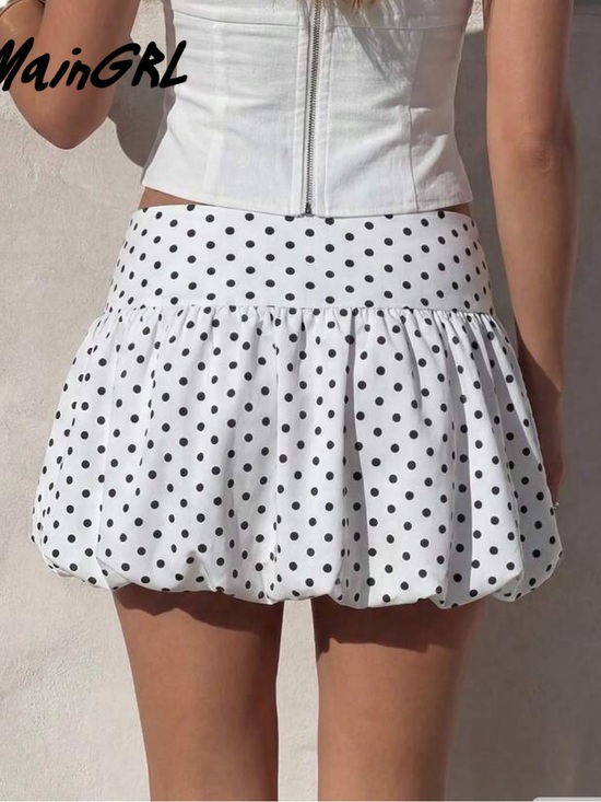 SHEIN Dresses & Skirts - SHEIN White Mini Skirt with Black Polka Dots